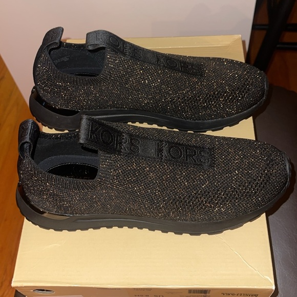 Michael Kors Bodie Slip-ons Black/Bronze Sneakers (No Box Lid/Packing ) - Picture 3 of 6